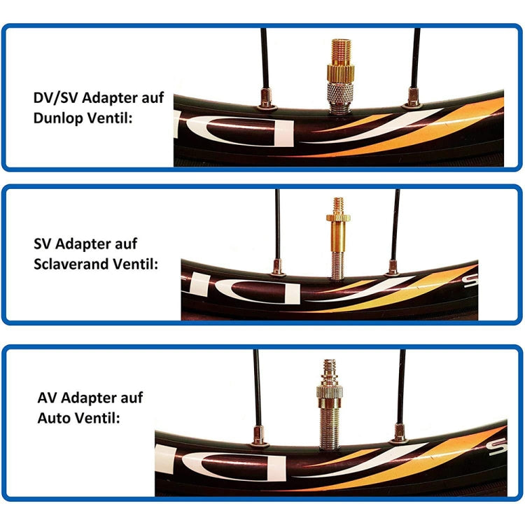 3sets 4 in 1 SV/AV/DV Bicycle Valve Adapter Set Bike Ball Pump Accessories