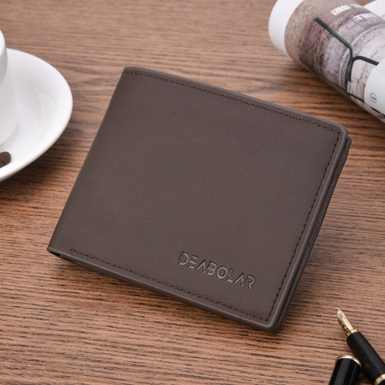 DEABOLAR Multifunctional Men Short PU Leather Wallet Multi-Card Coin Purse(Dark Brown)