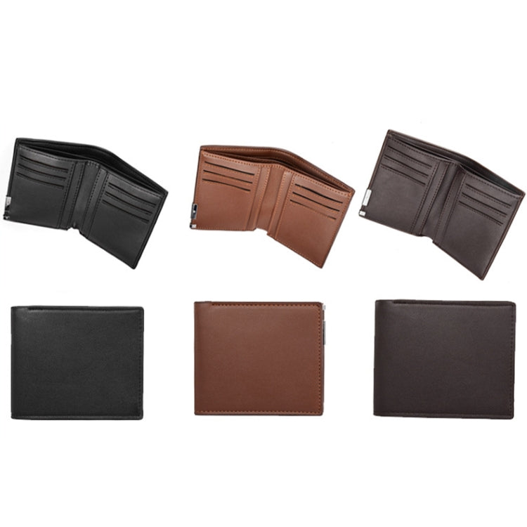 DEABOLAR Multifunctional Men Short PU Leather Wallet Multi-Card Coin Purse(Dark Brown)