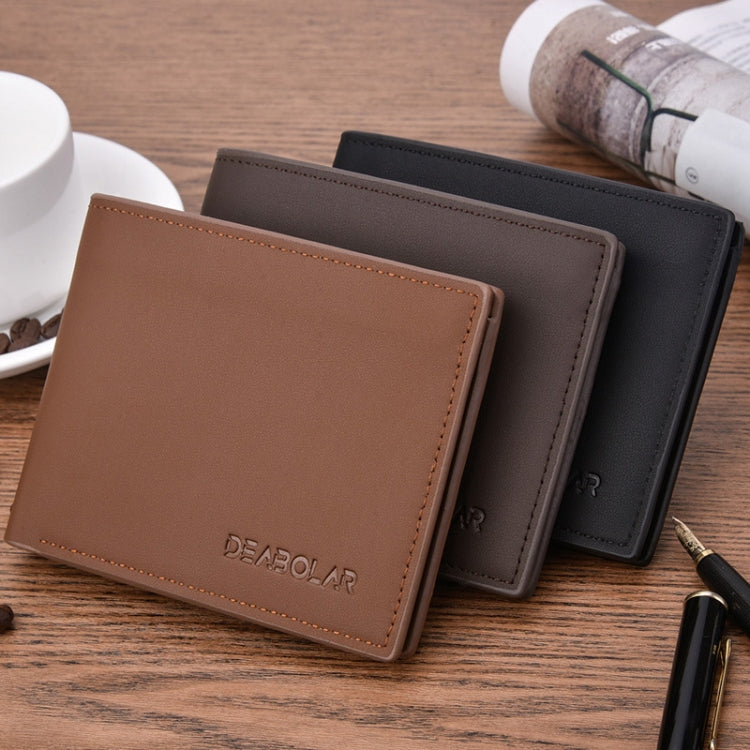 DEABOLAR Multifunctional Men Short PU Leather Wallet Multi-Card Coin Purse(Dark Brown)