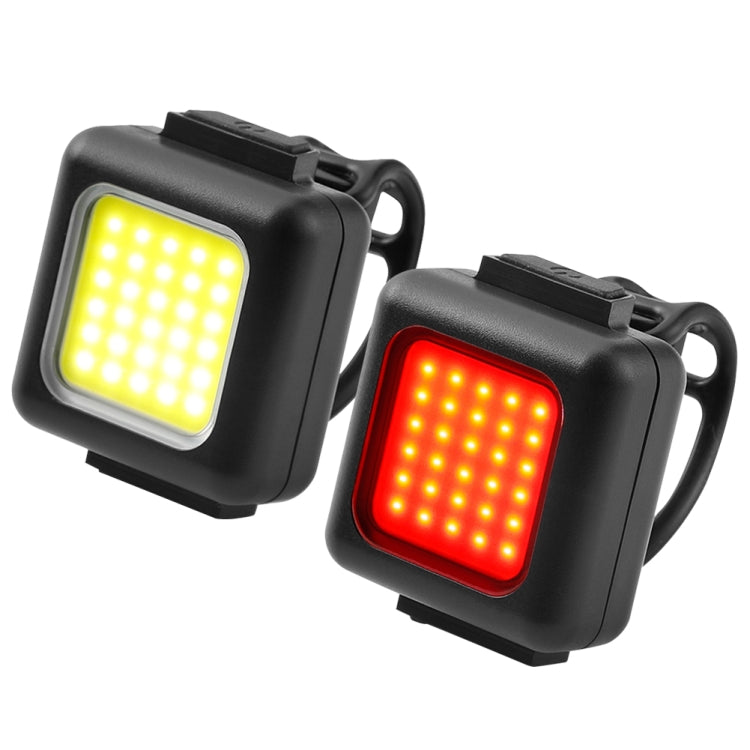COB Lamp Beads Mini Mountain Bike Light USB Rechargeable Cycling Waterproof MTB Road Bike Lamp, Color: White Headlight+Red Taillight