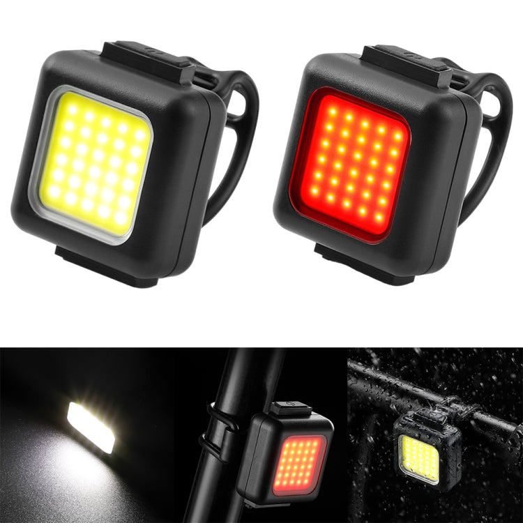 COB Lamp Beads Mini Mountain Bike Light USB Rechargeable Cycling Waterproof MTB Road Bike Lamp, Color: White Headlight+Red Taillight