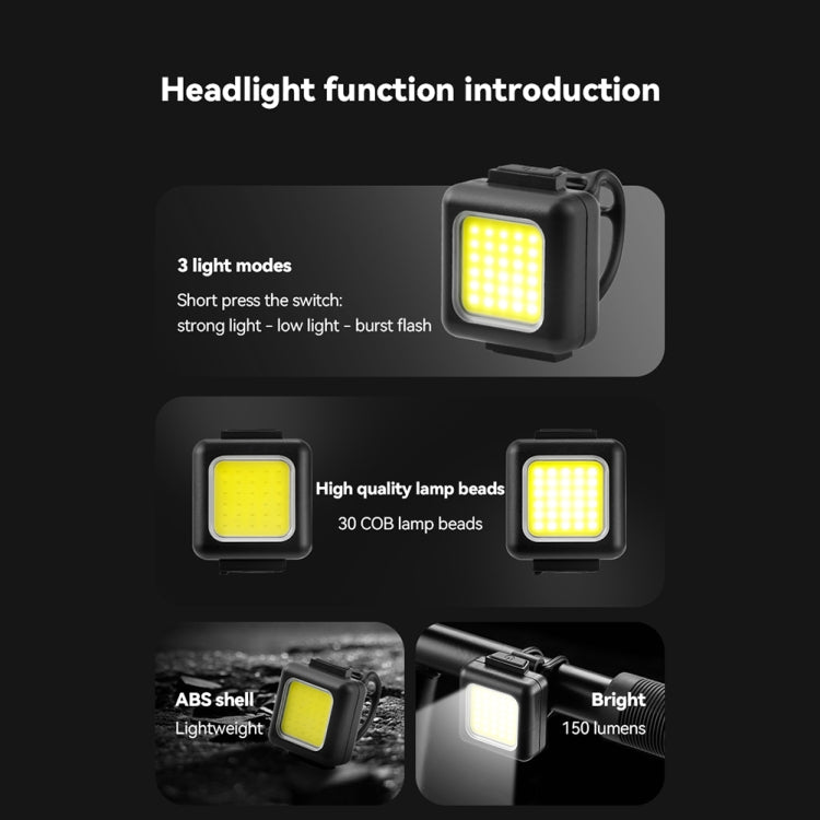 COB Lamp Beads Mini Mountain Bike Light USB Rechargeable Cycling Waterproof MTB Road Bike Lamp, Color: White Headlight+Red Taillight