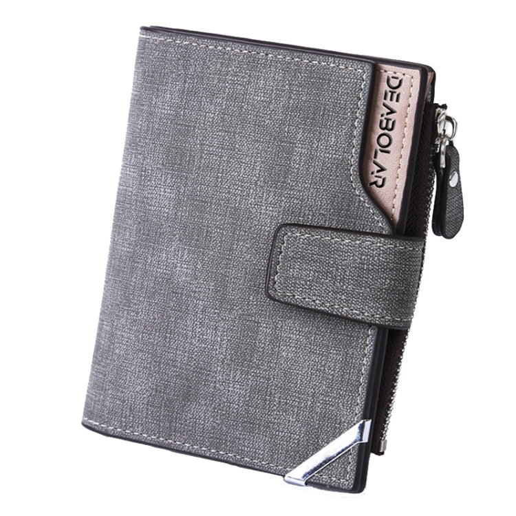 DEABOLAR Casual Retro Canvas Pattern Multifunctional Medium Long Wallet(Light Grey)