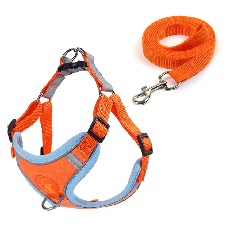 Pet Dog Harness Reflective Anti-break-off Vest-style Leash, Color: Suede Orange(XL)