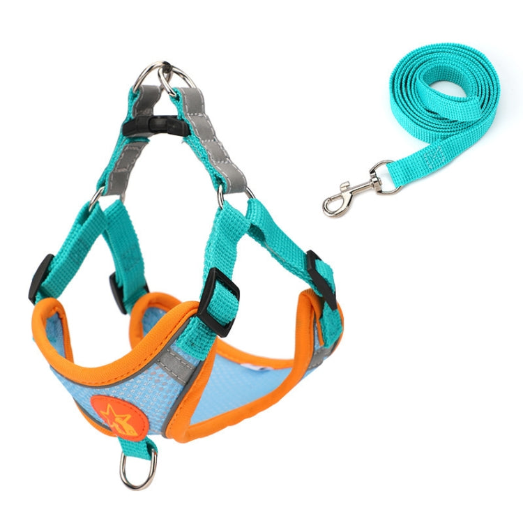Pet Dog Harness Reflective Anti-break-off Vest-style Leash, Color: Mesh Cyan(M)
