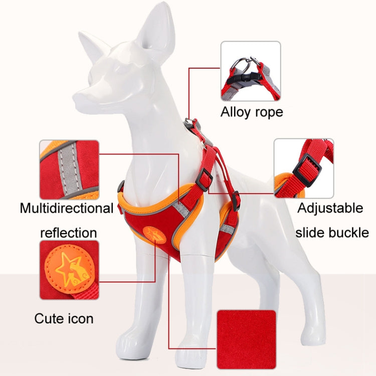 Pet Dog Harness Reflective Anti-break-off Vest-style Leash, Color: Suede Classic Red(L)
