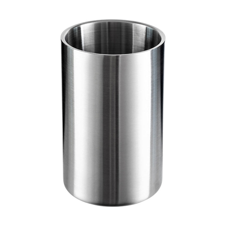 Large Capacity Thickened Stainless Steel Round Ice Bucket Bar Double-Layer Champagne Beer Barrel(1.6L)
