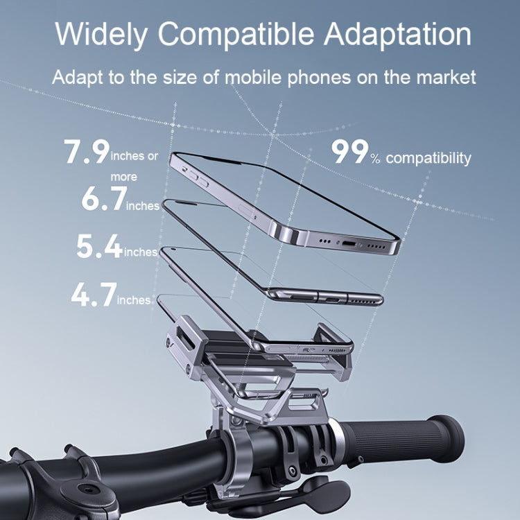 Aluminum Alloy Motorcycle Shockproof Mobile Phone Holder Bicycle Cycling Navigation Bracket(Grey)