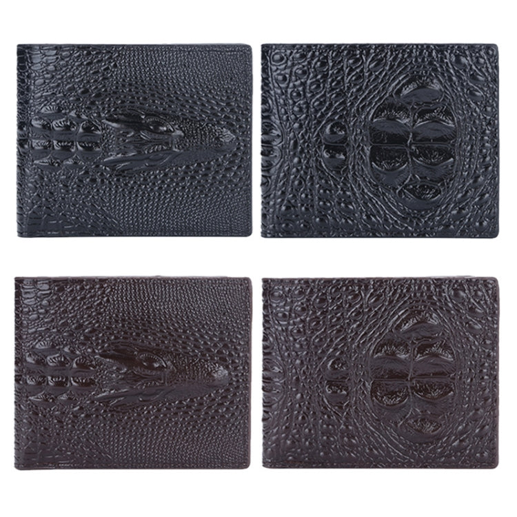 Baellerry Crocodile Print Men Short Wallet Vintage Multi-card Slot Coin Purse(Brown Head)