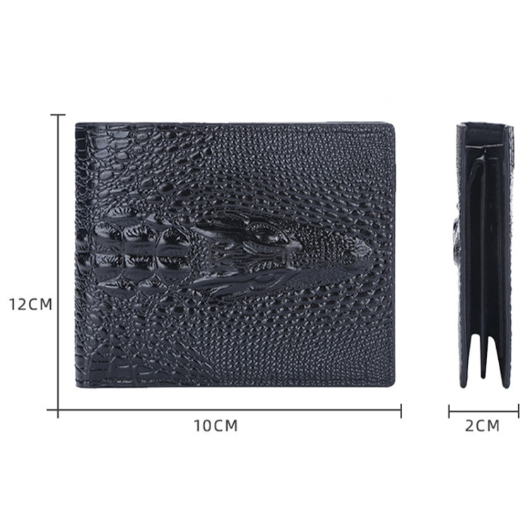 Baellerry Crocodile Print Men Short Wallet Vintage Multi-card Slot Coin Purse(Brown Head)