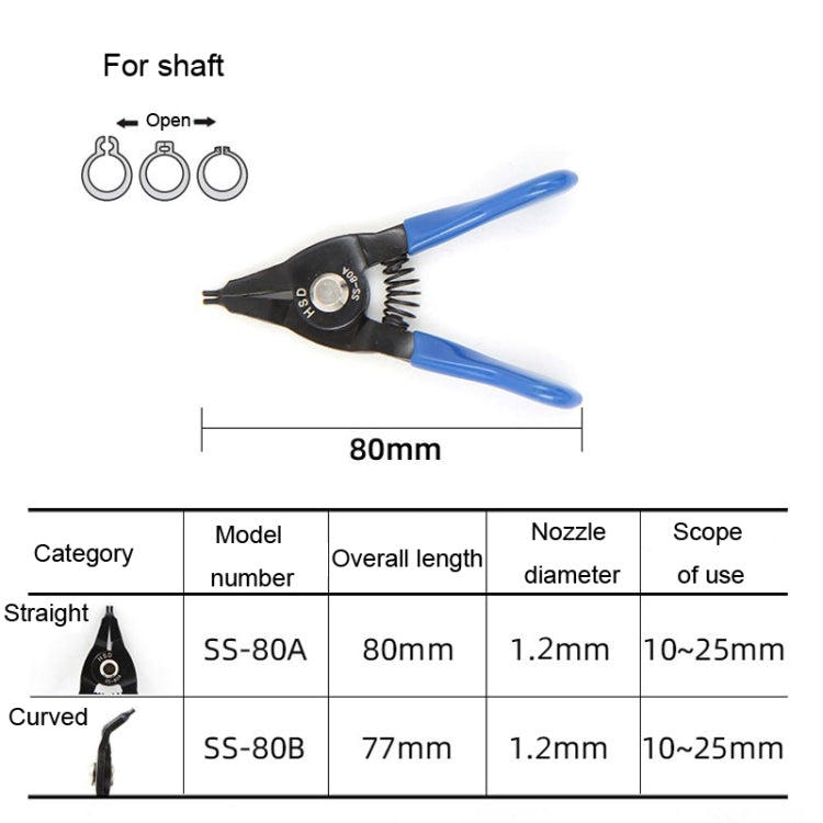 HSD SS-80A Outer For Shaft Straight  10-25mm Compact Spring-Loaded Pliers Retaining Ring Pliers