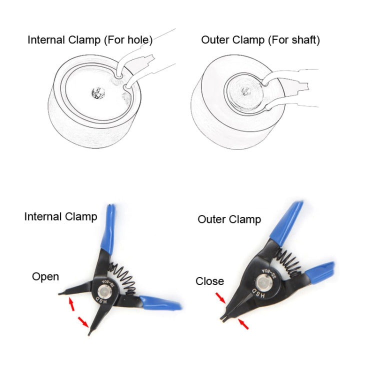 HSD SS-80B Outer For Shaft Curved  10-25mm Compact Spring-Loaded Pliers Retaining Ring Pliers