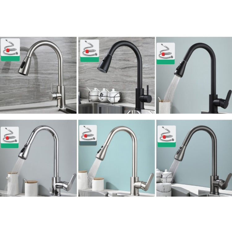 Kitchen Pull-out Universal Telescopic Hot & Cold Water Faucet, Specification: Stainless Steel Brushed