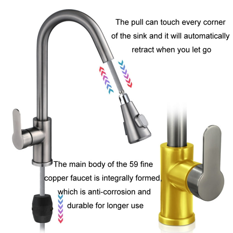 Kitchen Pull-out Universal Telescopic Hot & Cold Water Faucet, Specification: Stainless Steel Brushed