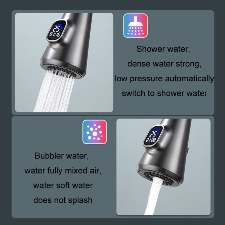 Kitchen Pull-out Universal Telescopic Hot & Cold Water Faucet, Specification: Stainless Steel Brushed