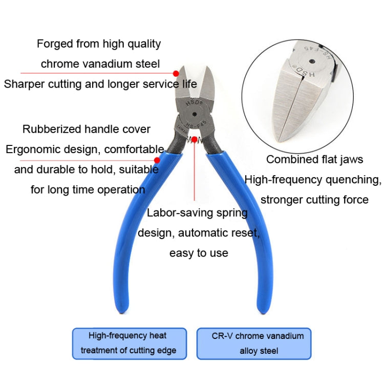 HSD HS-3 Top-cut 4.5 inch Narrow Mouth Chrome Vanadium Steel Forging Plastic Model Plier
