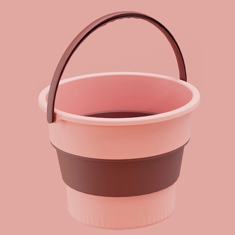Small 4.6L Folding Thickened Portable Plastic Bucket Outdoor Fishing Barrel Car Travel Wash Barrel(Light Pink)