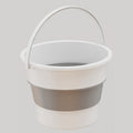 Small 4.6L Folding Thickened Portable Plastic Bucket Outdoor Fishing Barrel Car Travel Wash Barrel(White Gray)