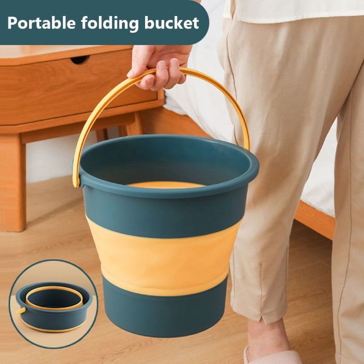 Small 4.6L Folding Thickened Portable Plastic Bucket Outdoor Fishing Barrel Car Travel Wash Barrel(Light Pink)
