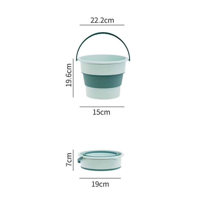 Small 4.6L Folding Thickened Portable Plastic Bucket Outdoor Fishing Barrel Car Travel Wash Barrel(White Gray)