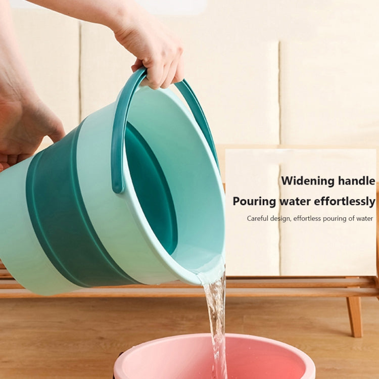 Small 4.6L Folding Thickened Portable Plastic Bucket Outdoor Fishing Barrel Car Travel Wash Barrel(Light Pink)