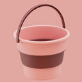 Large 17L Folding Thickened Portable Plastic Bucket Outdoor Fishing Barrel Car Travel Wash Barrel(Light Pink)