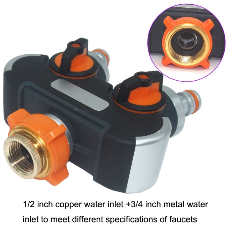 Garden Irrigation And Watering One Pass Two Faucet Water Divider With Thread European Connector