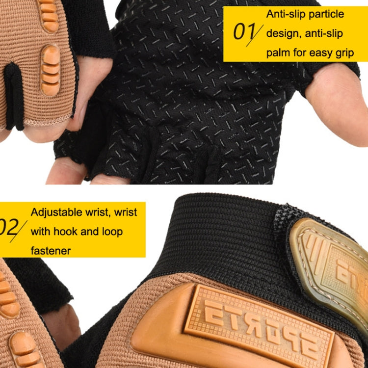 L Outdoor Riding Balance Wheel Skating Military Training Children Half-Finger Gloves(Army Green)