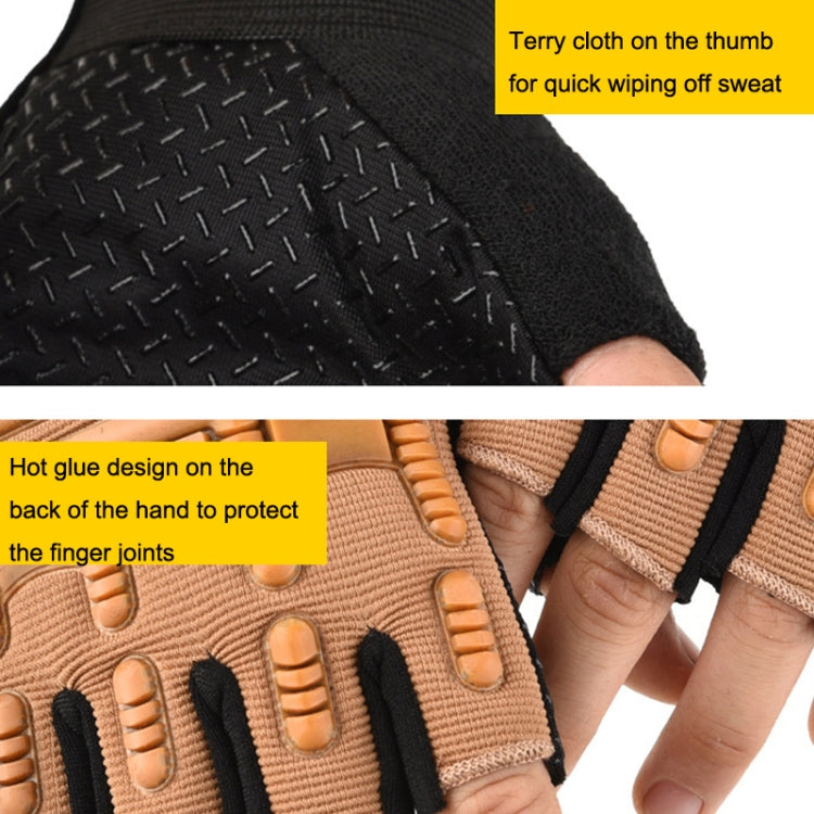 M Outdoor Riding Balance Wheel Skating Military Training Children Half-Finger Gloves(Sand Color)