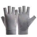 Free Code Summer Ice Silk Thin Sunscreen Gloves Fishing Non-slip Takeaway Rider Gloves(Half Finger Gray)