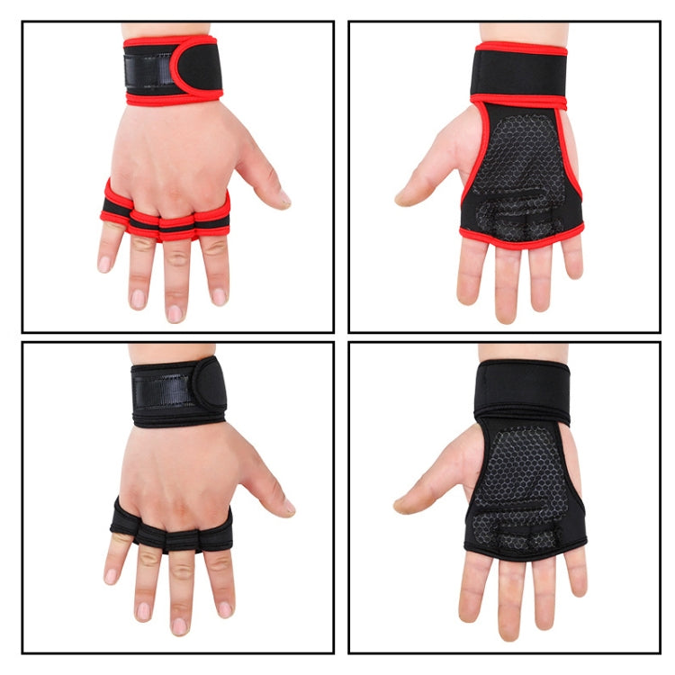 L Weightlifting Dumbbell Horizontal Bar Anti-cocoon Anti-slip Wrist Fitness Four-finger Gloves(Black)