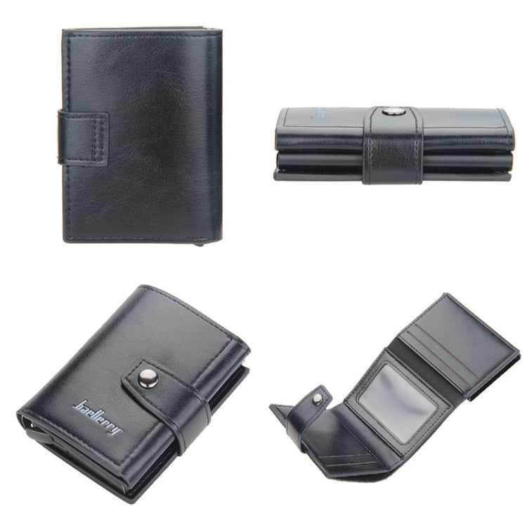 Baellerry RFID Anti-Theft Automatic Pop-Up Card Wallet Buckle Metal Aluminum Shell Card Holder(Black)