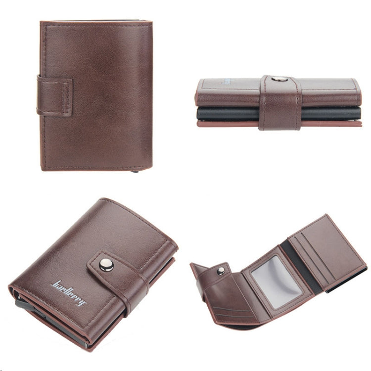 Baellerry RFID Anti-Theft Automatic Pop-Up Card Wallet Buckle Metal Aluminum Shell Card Holder(Coffee)