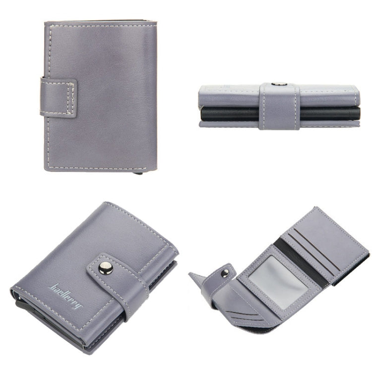 Baellerry RFID Anti-Theft Automatic Pop-Up Card Wallet Buckle Metal Aluminum Shell Card Holder(Grey)
