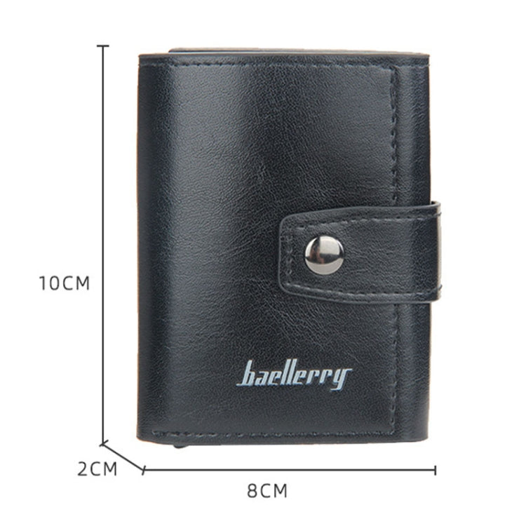 Baellerry RFID Anti-Theft Automatic Pop-Up Card Wallet Buckle Metal Aluminum Shell Card Holder(Yellow Brown)