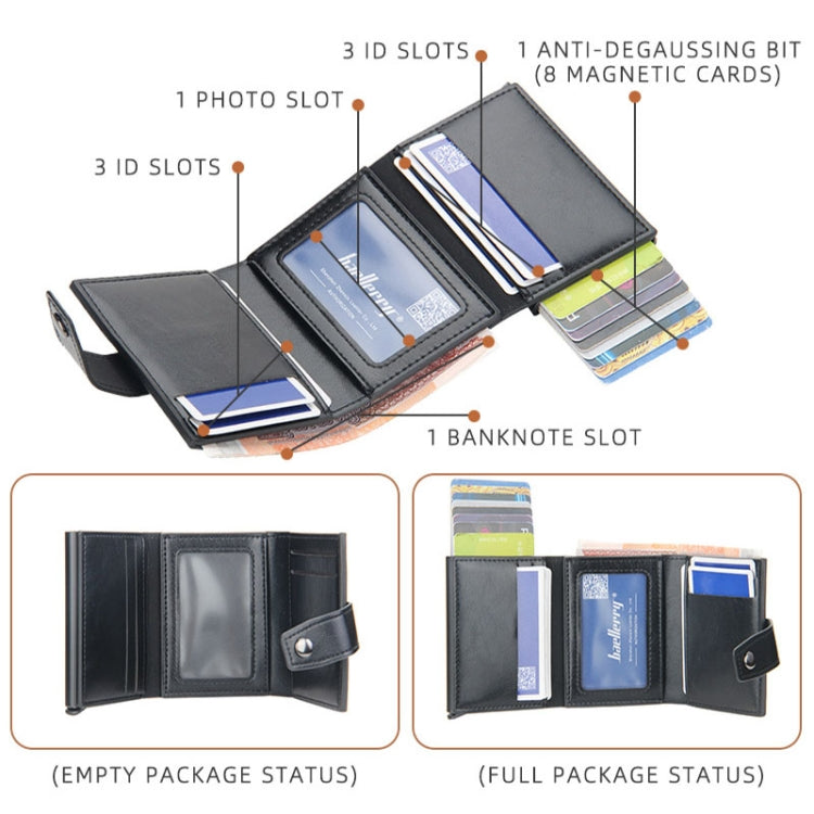 Baellerry RFID Anti-Theft Automatic Pop-Up Card Wallet Buckle Metal Aluminum Shell Card Holder(Black)