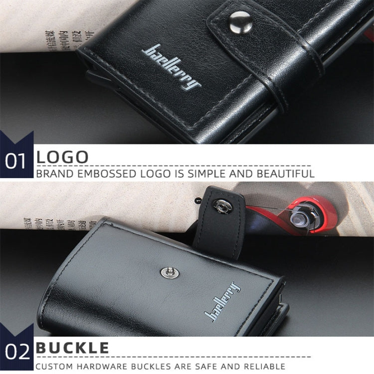 Baellerry RFID Anti-Theft Automatic Pop-Up Card Wallet Buckle Metal Aluminum Shell Card Holder(Black)