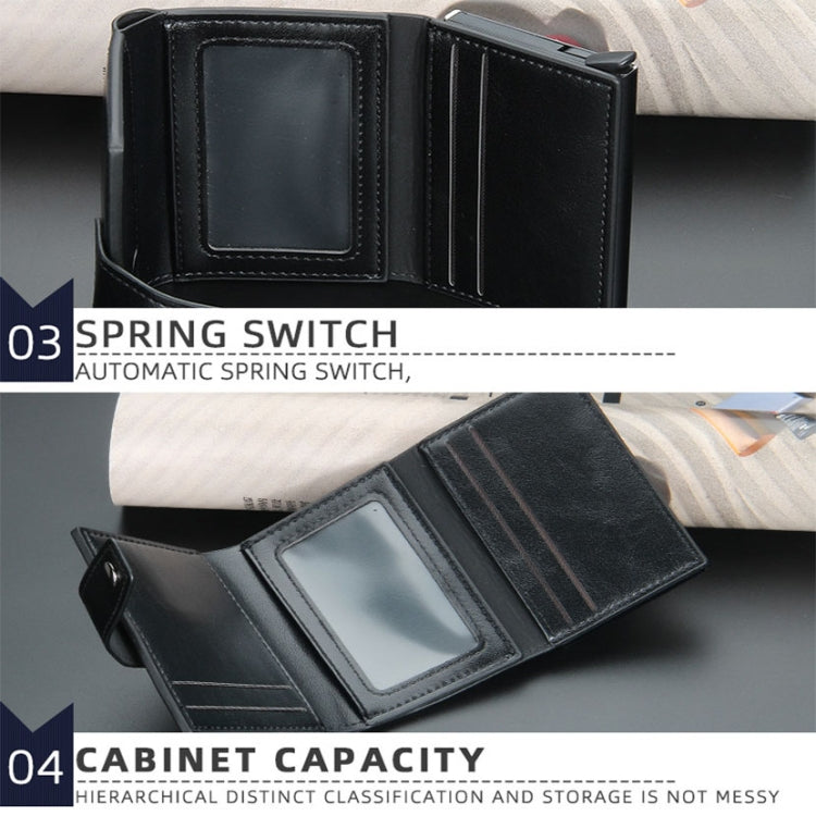 Baellerry RFID Anti-Theft Automatic Pop-Up Card Wallet Buckle Metal Aluminum Shell Card Holder(Coffee)
