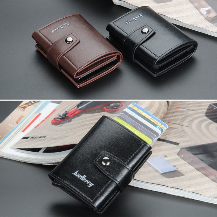 Baellerry RFID Anti-Theft Automatic Pop-Up Card Wallet Buckle Metal Aluminum Shell Card Holder(Yellow Brown)