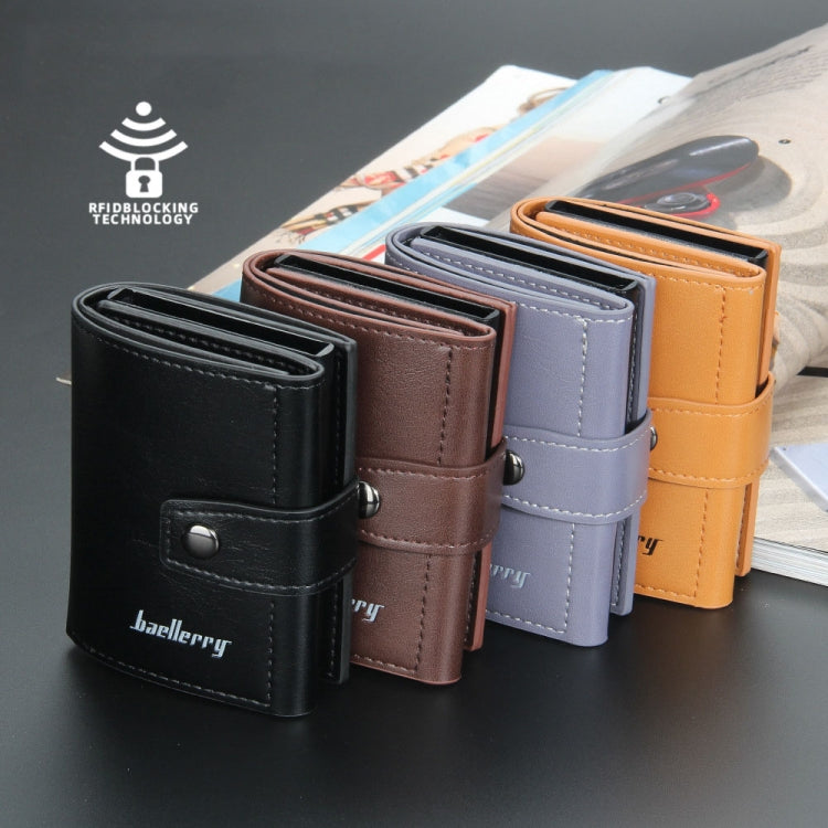 Baellerry RFID Anti-Theft Automatic Pop-Up Card Wallet Buckle Metal Aluminum Shell Card Holder(Grey)