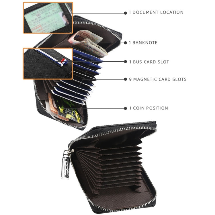 Baellerry Large-capacity Multi-card Slot Organ Card Bag Mini Zip Coin Purse(Blue)
