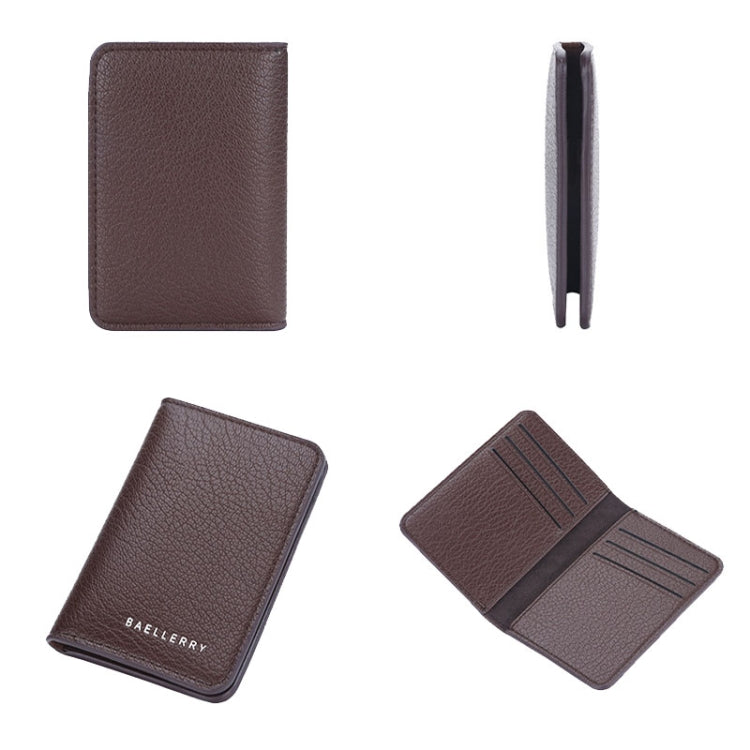 Baellerry Thin and Light Multi-card Card Bag Litchi Pattern Soft Leather Card Holder(Coffee)