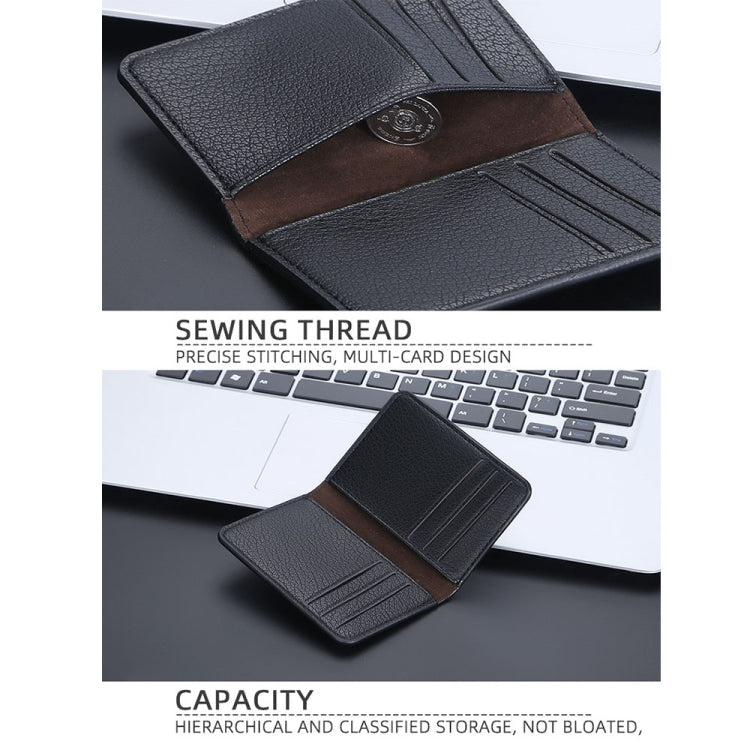 Baellerry Thin and Light Multi-card Card Bag Litchi Pattern Soft Leather Card Holder(Coffee)