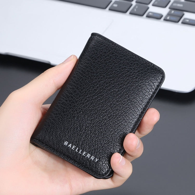 Baellerry Thin and Light Multi-card Card Bag Litchi Pattern Soft Leather Card Holder(Coffee)
