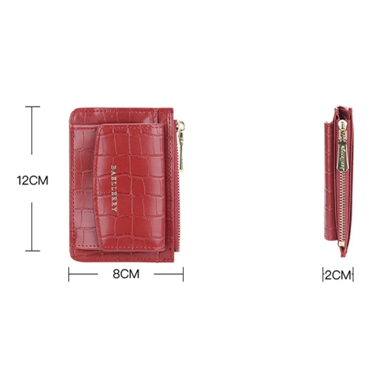 Baellerry Crocodile Pattern Multifunctional Card Holder Small Zipper Coin Purse(Red)