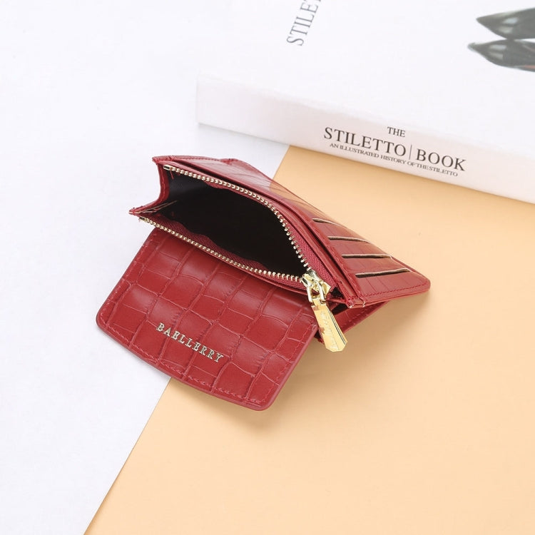 Baellerry Crocodile Pattern Multifunctional Card Holder Small Zipper Coin Purse(Red)