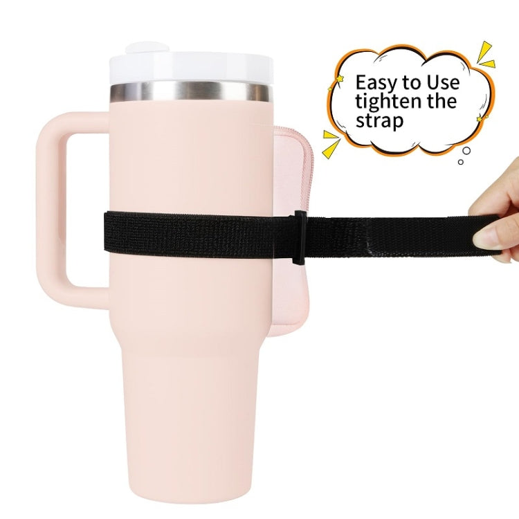 Water Cup Sided Storage Pockets With Zipper Fit For 40Oz Tumbler Single Pocket(Black)