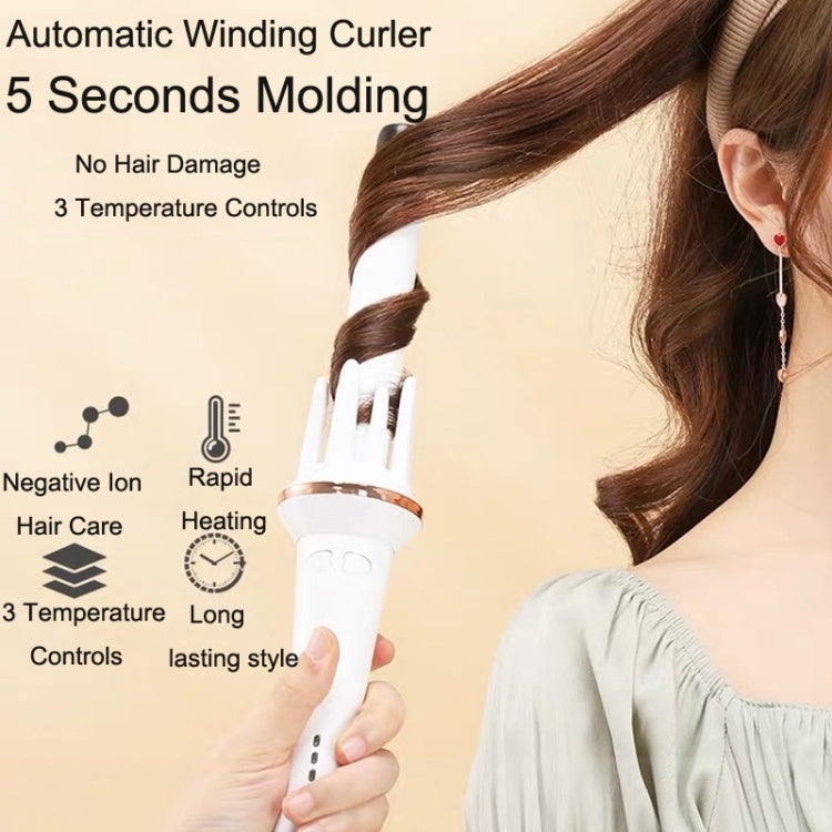 Automatic Curling Iron With Bi-Directional Rotating Ceramic Glaze Coating Hair Care, Plug: AU Plug White