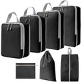 7 In 1  Compression Packing Cubes Expandable Travel Bags Luggage Organizer(Black)